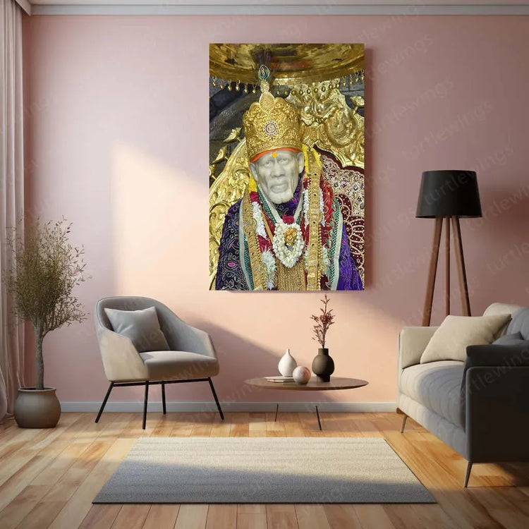 Sai Baba Metal Poster – Divine Blessings & Wisdom - TURTLEWINGS 