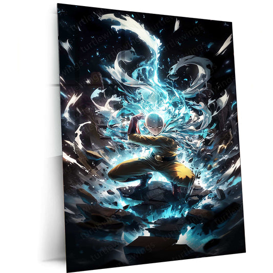 Saitama Metal Poster – One Punch Man | Epic Hero Art | Iconic Saitama Wall Decor 2 - TURTLEWINGS 