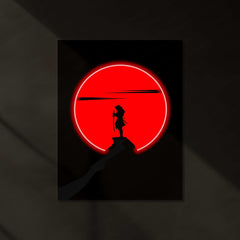 Samurai Dark Neon LED Metal Poster