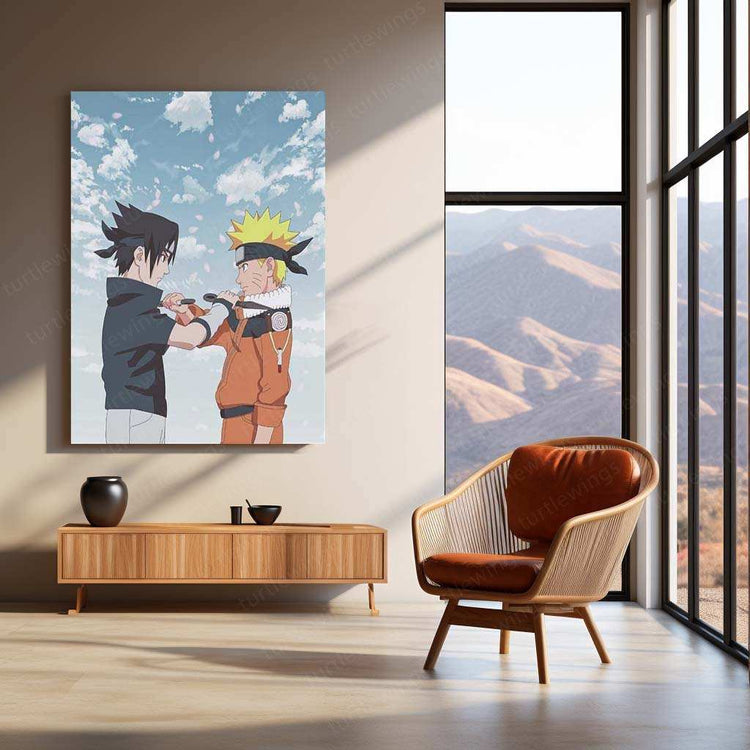 Sasuke & Naruto Metal Poster – Legendary Shinobi Rivalry Wall Art - TURTLEWINGS 