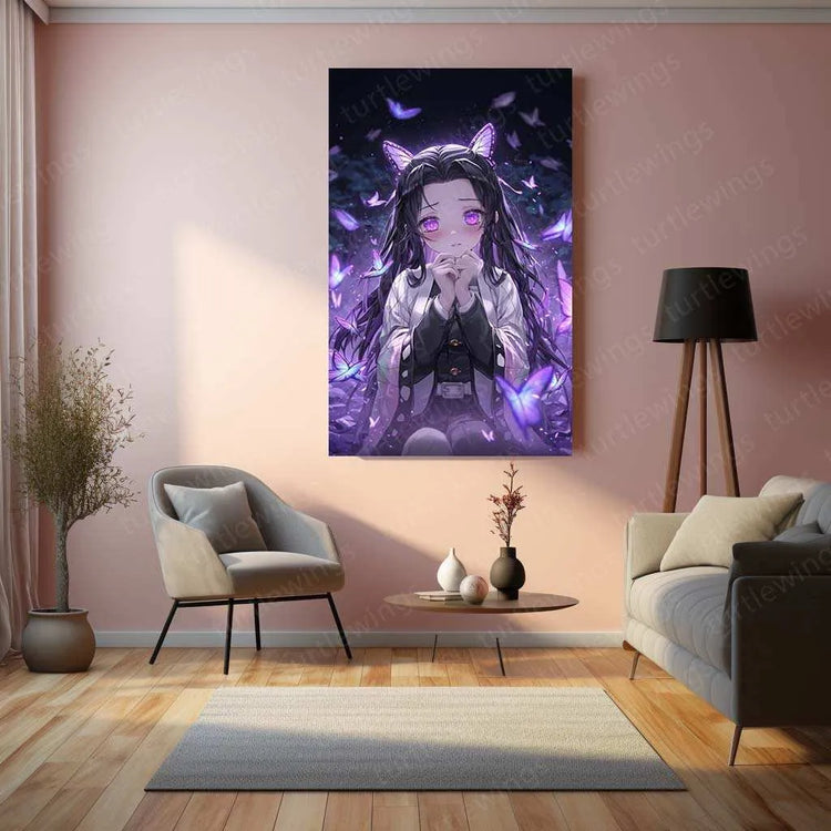 Shinobu Kocho Metal Poster – Demon Slayer | Beautiful Butterfly Hashira Wall Art | Anime Decor 2 - TURTLEWINGS 