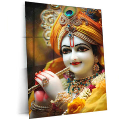 Lord Krishna Metal Poster – Divine Avatar | Spiritual Hindu Wall Art