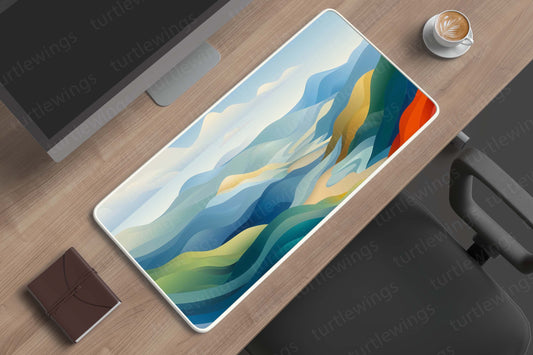 Sky Waves Abstract Deskmat | Serene Flowing Design