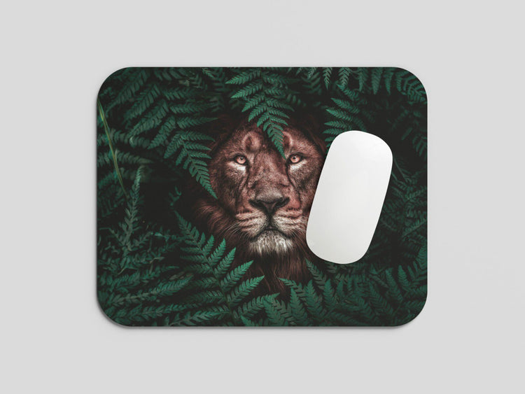 Safari Serenity: TurtleWings Lion in the Grass Small Mousepad – Nature's Majesty on Your Desk!