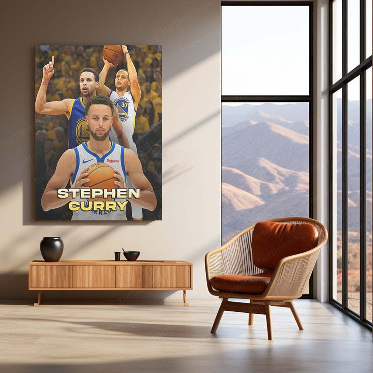 Stephen Curry NBA Superstar Metal Poster | Basketball Icon | Turtlewings Sports Art