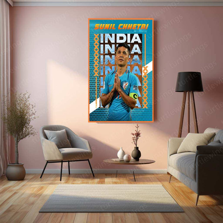 Sunil Chhetri Metal Poster | Indian Football Legend Wall Art | Iconic Sports Decor - TURTLEWINGS 