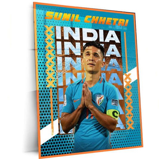 Sunil Chhetri Metal Poster | Indian Football Legend Wall Art | Iconic Sports Decor - TURTLEWINGS 