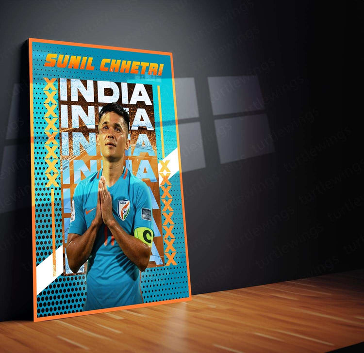 Sunil Chhetri Metal Poster | Indian Football Legend Wall Art | Iconic Sports Decor - TURTLEWINGS 