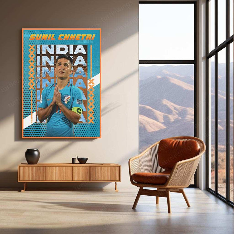 Sunil Chhetri Metal Poster | Indian Football Legend Wall Art | Iconic Sports Decor - TURTLEWINGS 