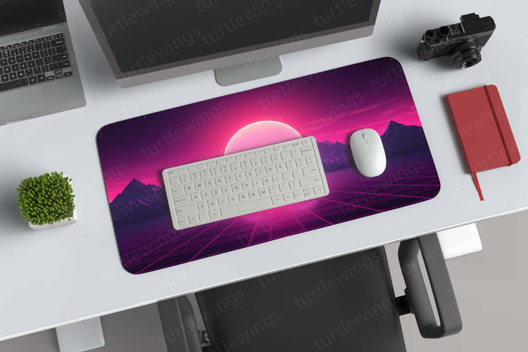 Mountain Sunset Synthwave Minimalist Deskmat