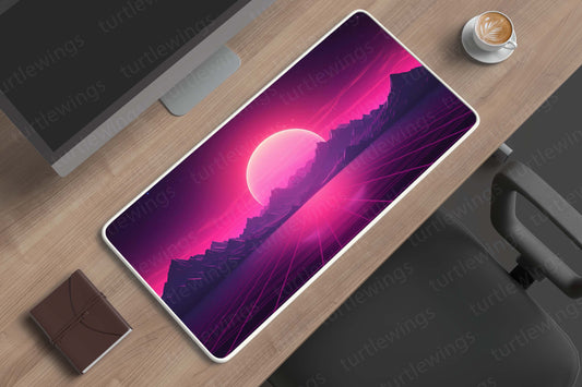 Mountain Sunset Synthwave Minimalist Deskmat