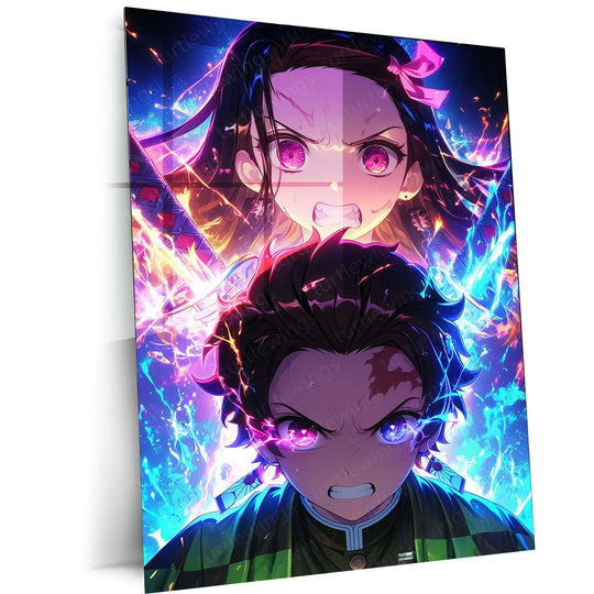 Tanjiro & Nezuko Metal Poster | Demon Slayer Anime Wall Art | Sibling Bond Aesthetic 2 - TURTLEWINGS 