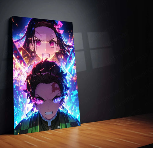 Tanjiro & Nezuko Metal Poster | Demon Slayer Anime Wall Art | Sibling Bond Aesthetic 2 - TURTLEWINGS 