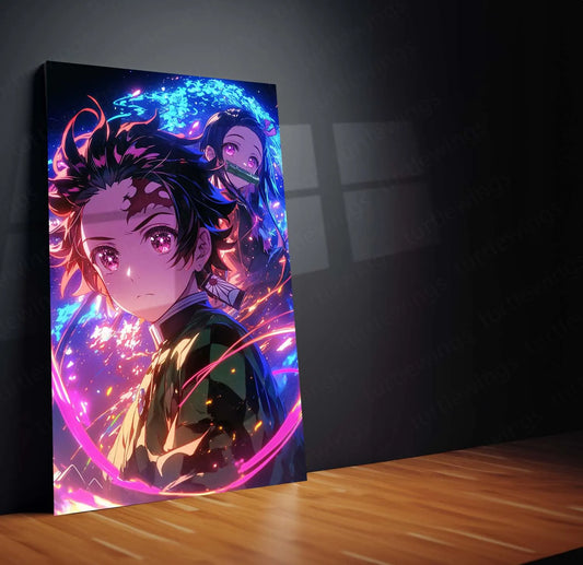 Tanjiro & Nezuko Metal Poster | Demon Slayer Anime Wall Art | Sibling Bond Aesthetic - TURTLEWINGS 