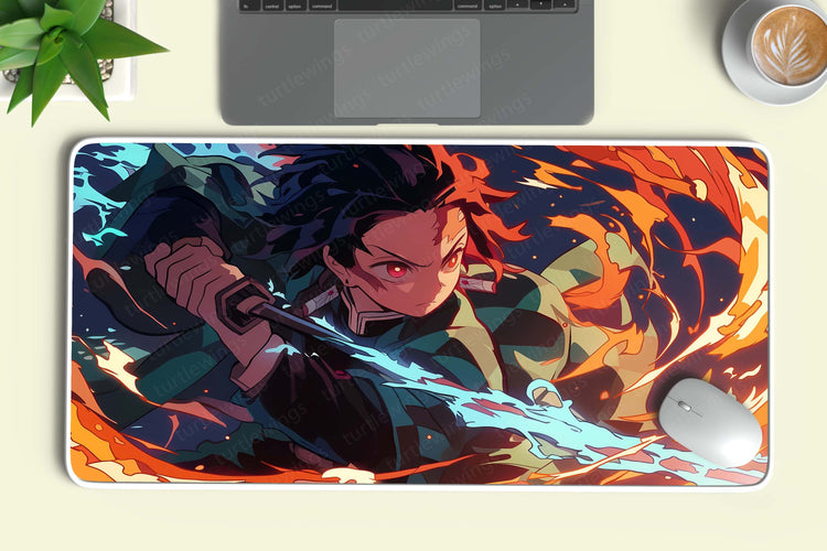 Tanjiro Kamado Demon Slayer Deskmat | Water Breathing Technique Design 2