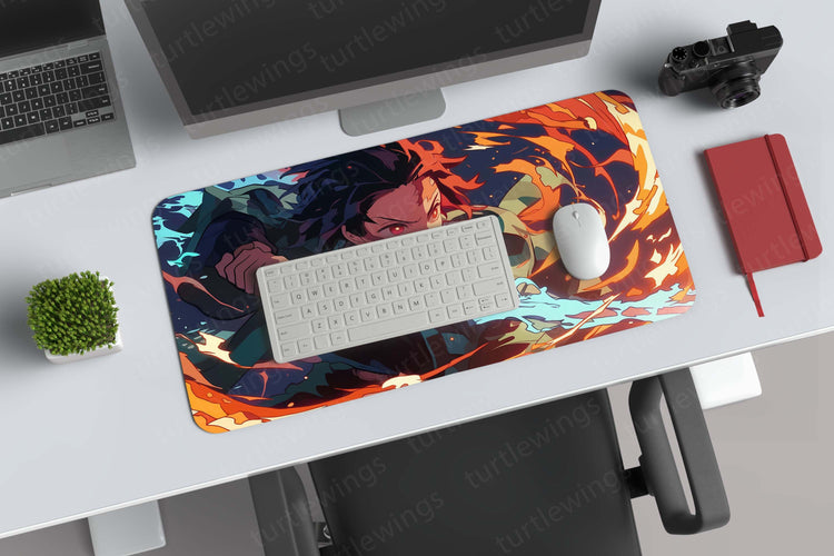 Tanjiro Kamado Demon Slayer Deskmat | Water Breathing Technique Design 2