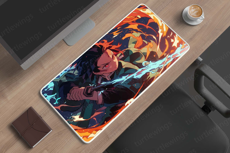 Tanjiro Kamado Demon Slayer Deskmat | Water Breathing Technique Design 2