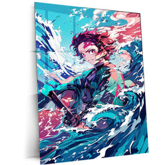 Tanjiro Metal Poster – Demon Slayer Hero | Tanjiro Kamado Wall Art | Powerful Samurai Decor