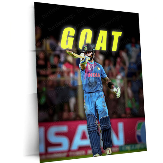 The GOAT - Virat Kohli GOAT Metal Poster | Cricket Icon Wall Art | HD Print