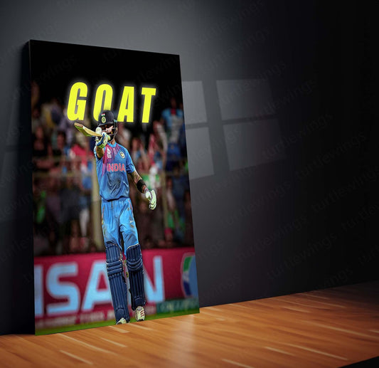 The GOAT - Virat Kohli GOAT Metal Poster | Cricket Icon Wall Art | HD Print