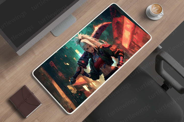 Cyberpunk Girl Deskmat | Futuristic and Edgy | Gaming Mat