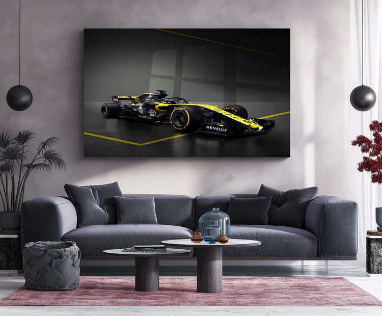 Renault R.S.18 Metal Poster | 2018 Formula 1 Racing Artwork | Renault Sport F1 Wall Decor - TURTLEWINGS 