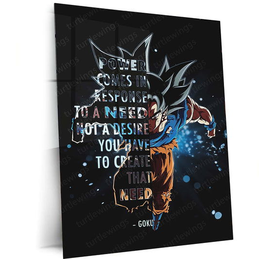 Turtlewings | Goku with Quote Metal Print | Inspirational Anime Wall Art | HD Quality