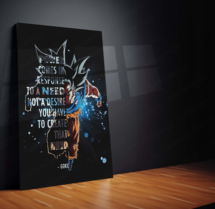 Turtlewings | Goku with Quote Metal Print | Inspirational Anime Wall Art | HD Quality