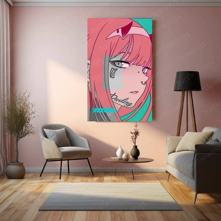 Zero Two Metal Poster – Darling in the Franxx Anime Wall Art - TURTLEWINGS 