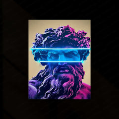 Zeus Pop Blue Neon LED Metal Frame â The King of Gods in Vibrant Light