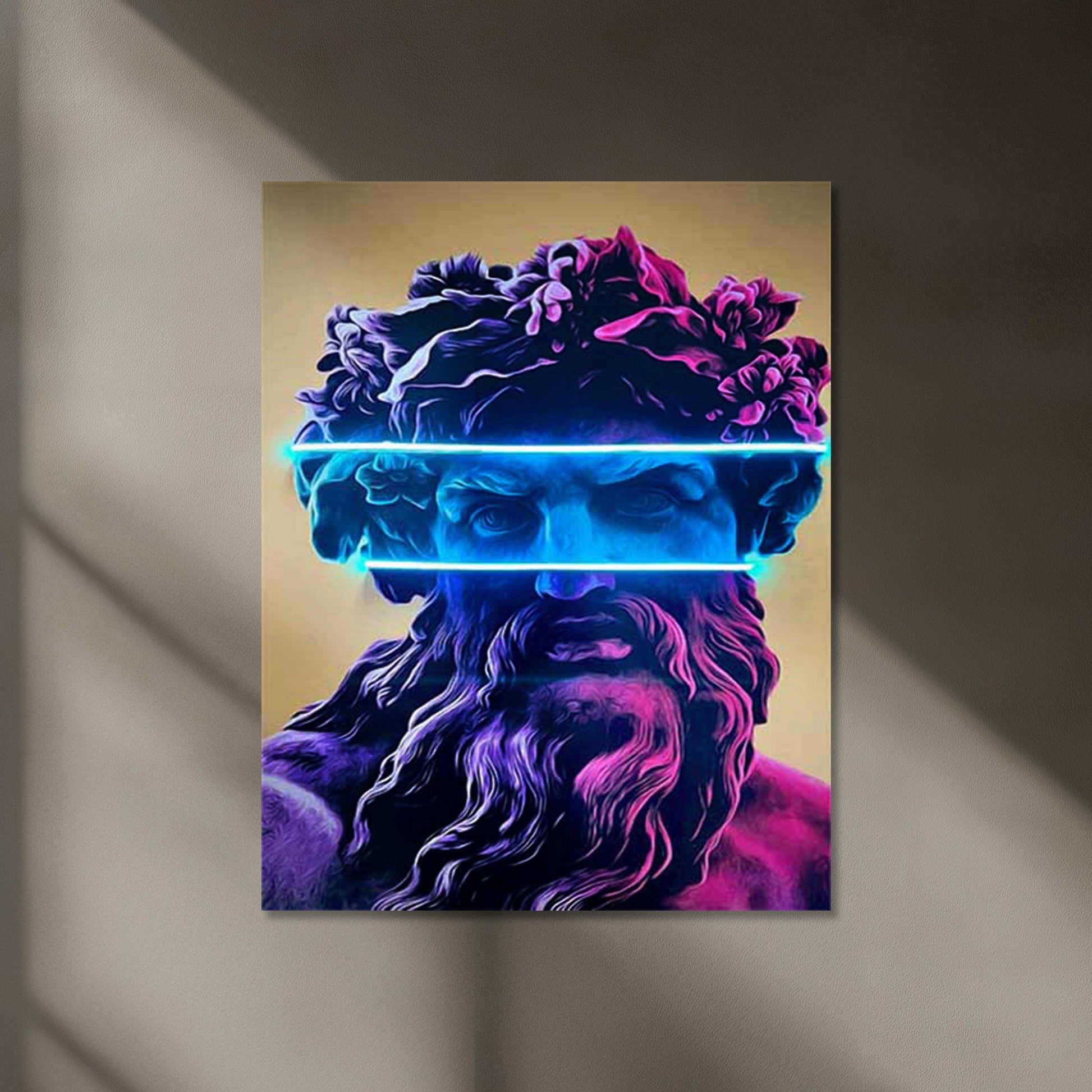 Zeus Pop Blue Neon LED Metal Frame â The King of Gods in Vibrant Light - TURTLEWINGS 