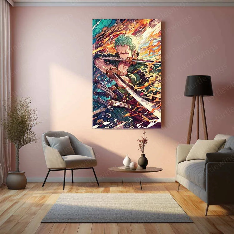 Zoro Metal Poster – One Piece | Fearless Swordsman Wall Art - TURTLEWINGS 